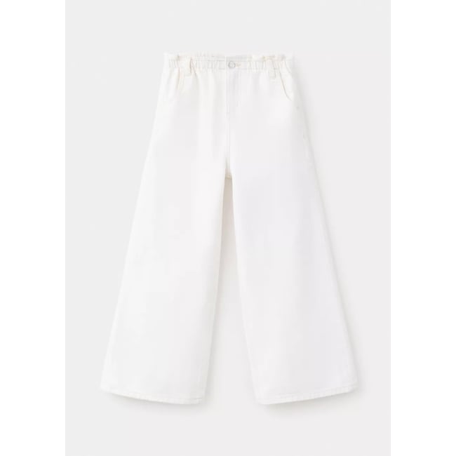 Jean wideleg taille élastique blanc cassé <span itemprop=