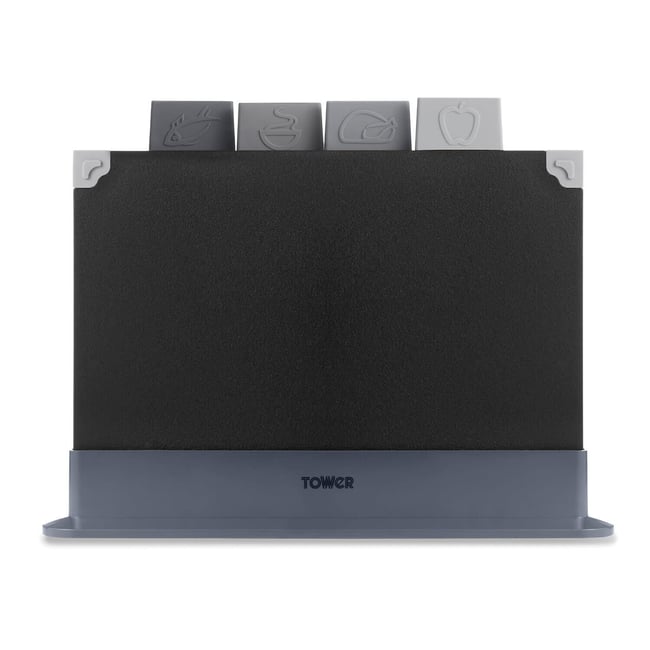 4-Piece Chopping Board Set, black, TOWER