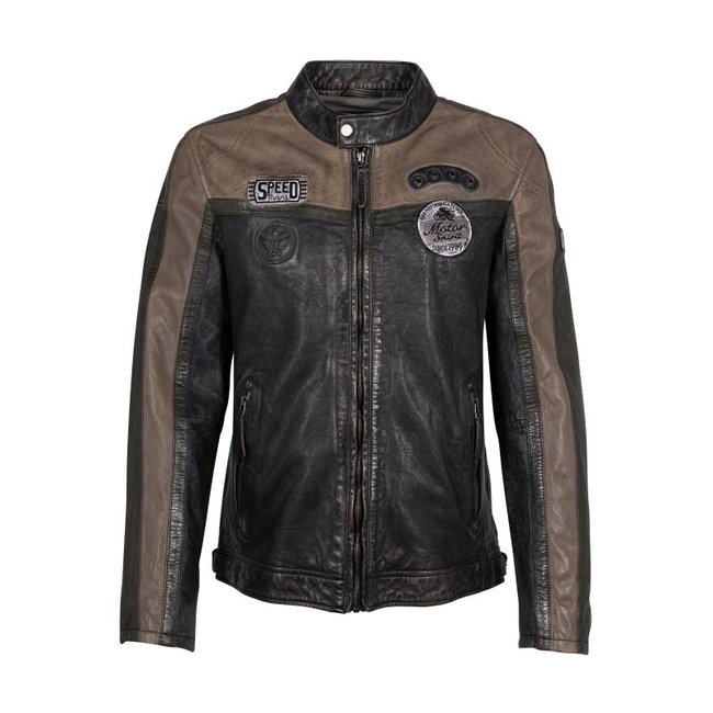 Blouson Mauritius cuir de mouton avec manches longues et col montant  anthracite - Taille XL anthracite <span itemprop=