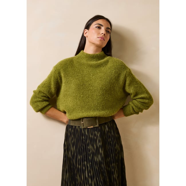 Pull ample manches longues col montant ginseng <span itemprop=