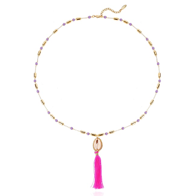Collier avec perles et pendentif avec pompon TAMARA - HIPANEMA