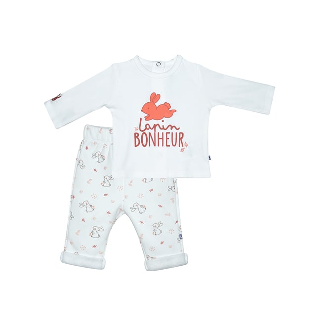 Tshirt pantalon leger maille naissance beige <span itemprop=