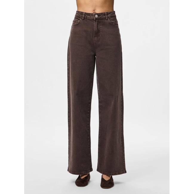 Jean À Coupe Ample PCSELMA marron - hot fudge <span itemprop=