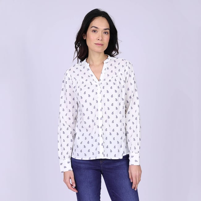 Blouse imprimée ecru <span itemprop=