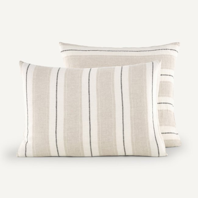 Funda de almohada de lino lavado, Makoun blanco espuma/natural/gris <span itemprop=