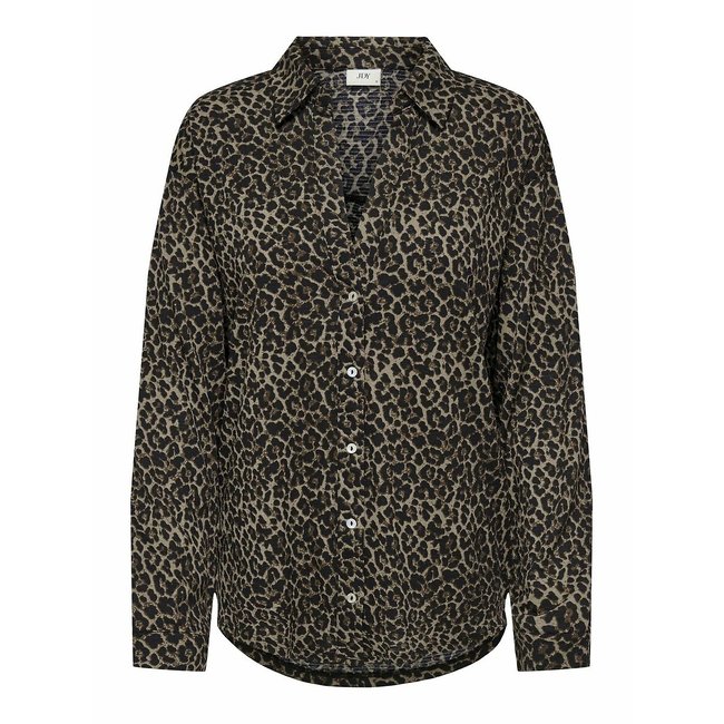 Blusa estampada de manga larga estampado de leopardo <span itemprop=