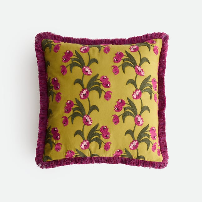 Fodera per cuscino in cotone, 45 x 45 cm, ricamata, MILZI verde LA REDOUTE INTERIEURS