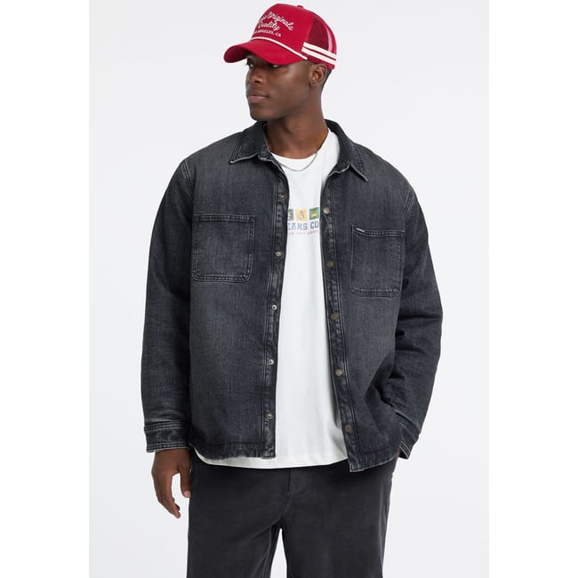 Surchemise En Jean noir <span itemprop=