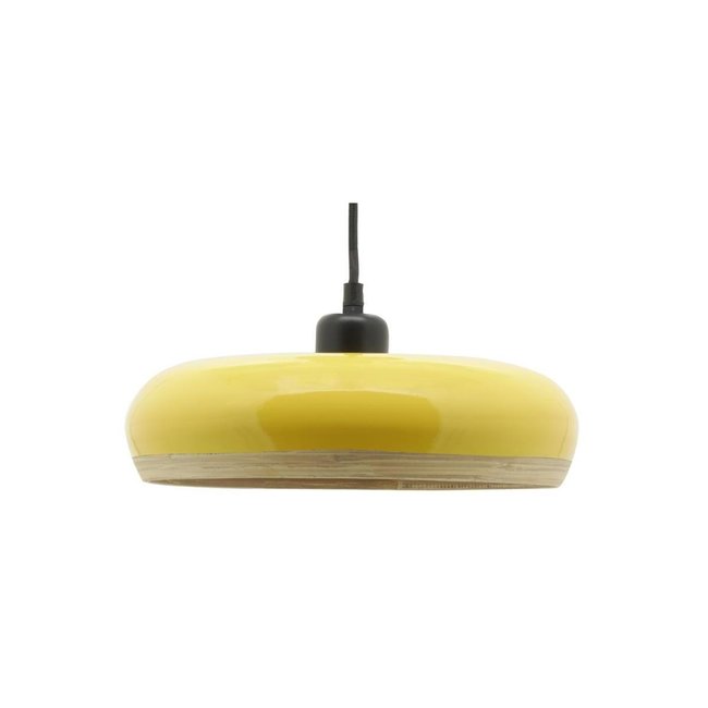 Abat-jour luminaire en bambou laqué Couleur jaune <span itemprop=