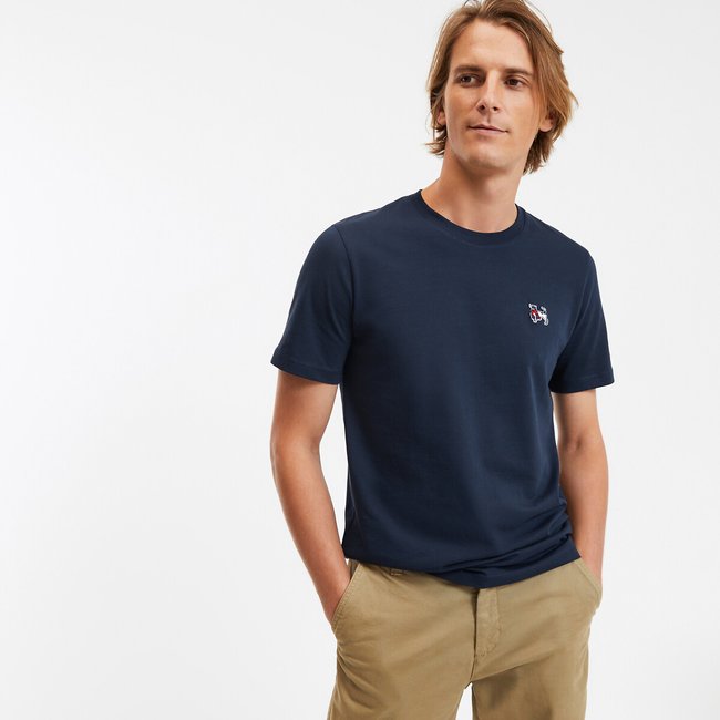 T-shirt ricamata girocollo maniche corte blu marino LA REDOUTE COLLECTIONS
