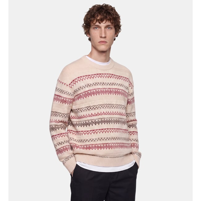 Pull takard en laine et nylon à jacquard - GALERIES LAFAYETTE
