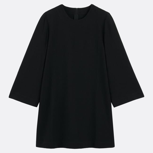 Robe évasée, courte, manches 3/4 noir <span itemprop=