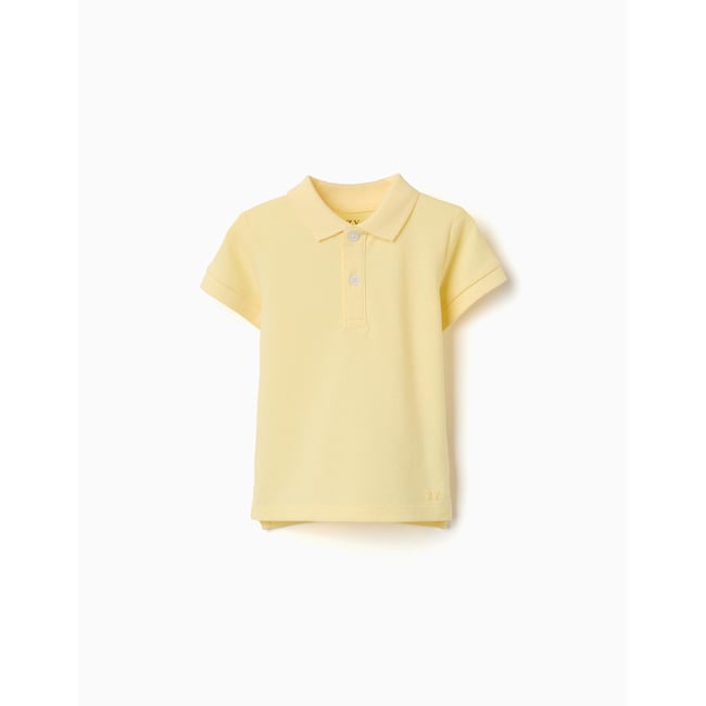 Polo en coton à manches courtes jaune clair <span itemprop=
