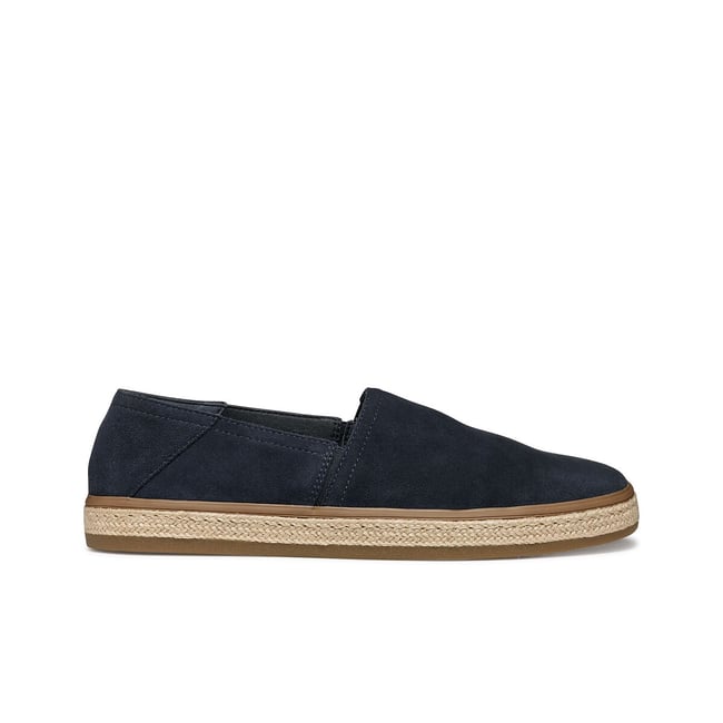 Mocassins respirants en cuir Pantelleria bleu marine <span itemprop=