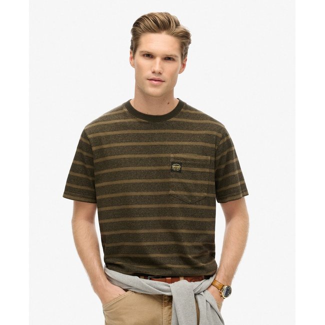 T-shirt texturé à poche et rayures - SUPERDRY
