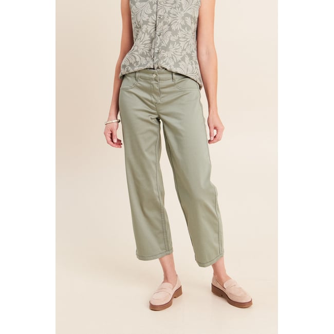 Pantalon droit 7/8ème taille basculée gris <span itemprop=