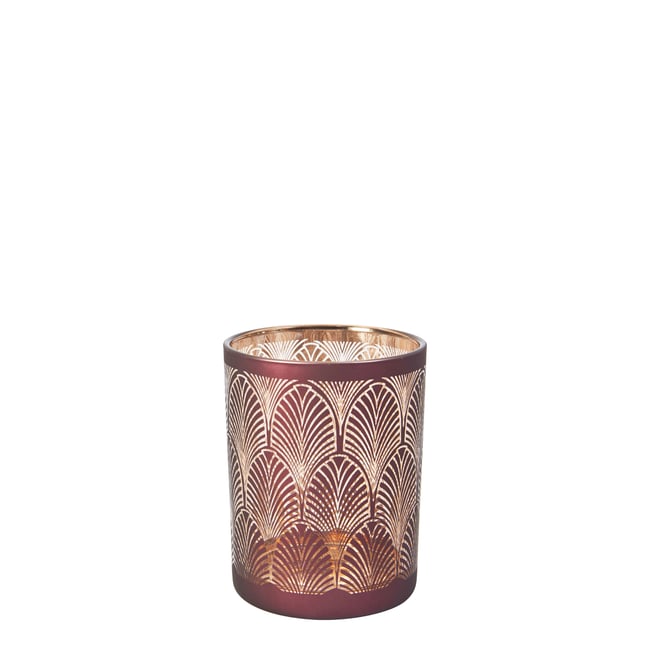Photophore décoratif en verre H13 Couleur bordeaux <span itemprop=