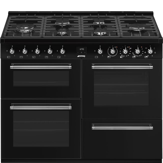 Piano de cuisson gaz 6 feux 110 cm noir brillant <span itemprop=