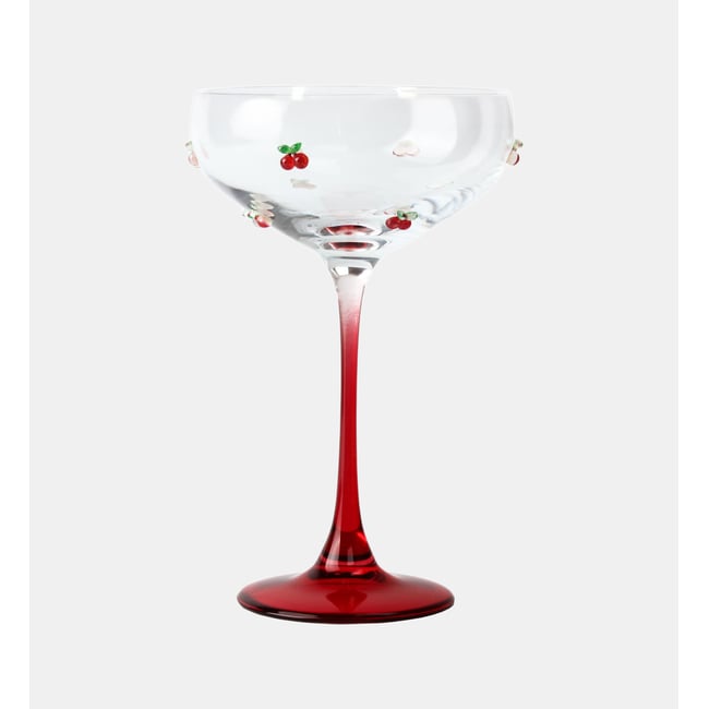 Lot de 4 coupes à champagne 27cl en verre, CERISE Couleur rouge-transparent <span itemprop=