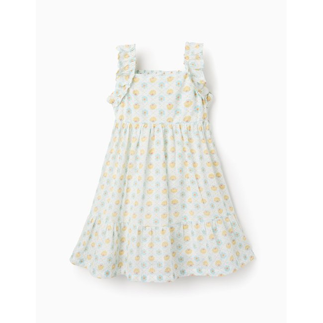 Robe en Coton à Motif Floral blanc <span itemprop=