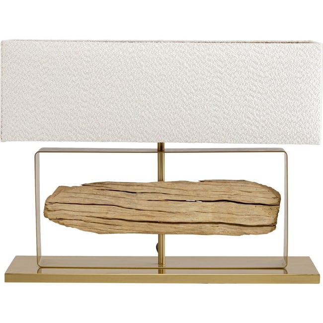 Lampe en bois flotté et coton bouclé, NATURE Couleur bois <span itemprop=