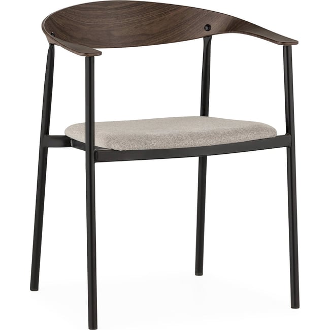 Chaise empilable en métal et tissu Couleur noyer foncé tissu gris noir <span itemprop=