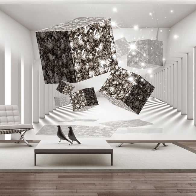 Papier peint intissé panoramique Abstractions Modern Art Couleur gris / argent <span itemprop=