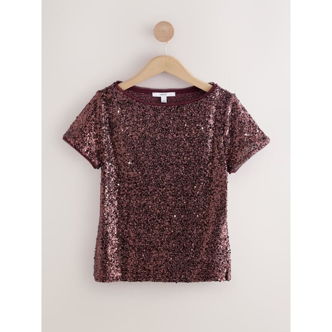 T-shirt à manches courtes et col bateau mauve pourpre <span itemprop=