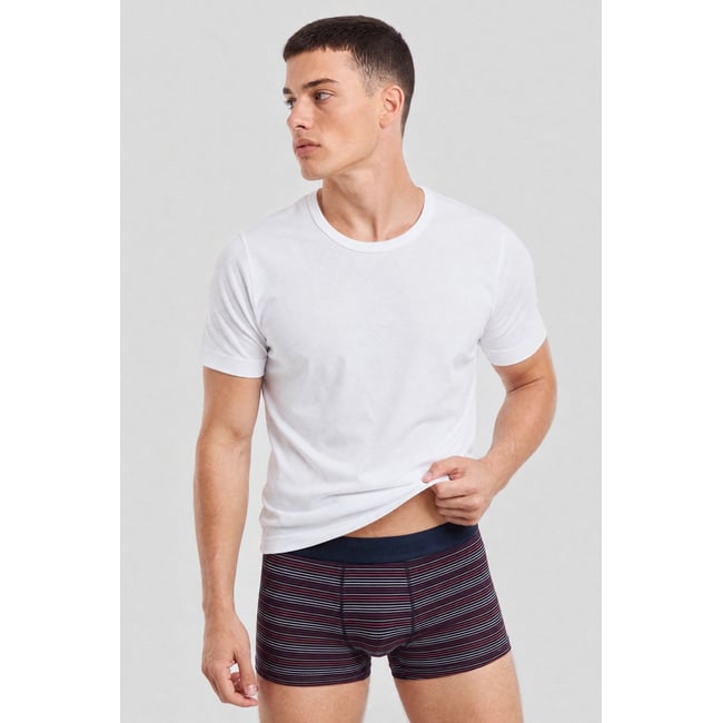 Boxer rayé tricolore - coton issu de l'agriculture biologique marine d/stone b/bett/nat/ <span itemprop=
