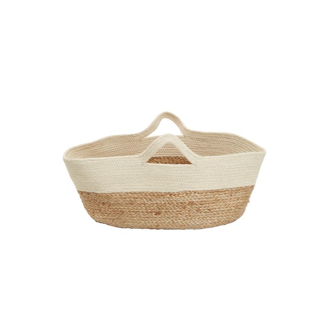 45cm Natural Jute Basket with White Trim, natural, SO'HOME
