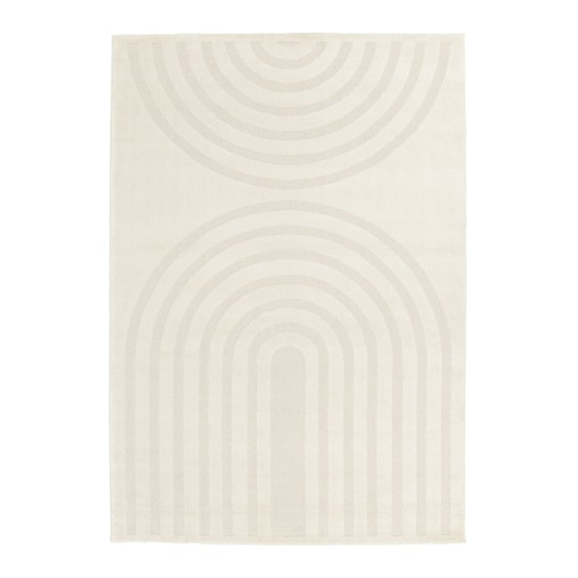 Tapis doux et confortable et graphique ARCH Couleur beige sable <span itemprop=