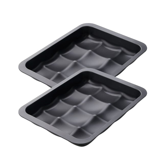Lot de 2 moules à gâteaux 36/27/5 cm Black metallic Black noir <span itemprop=