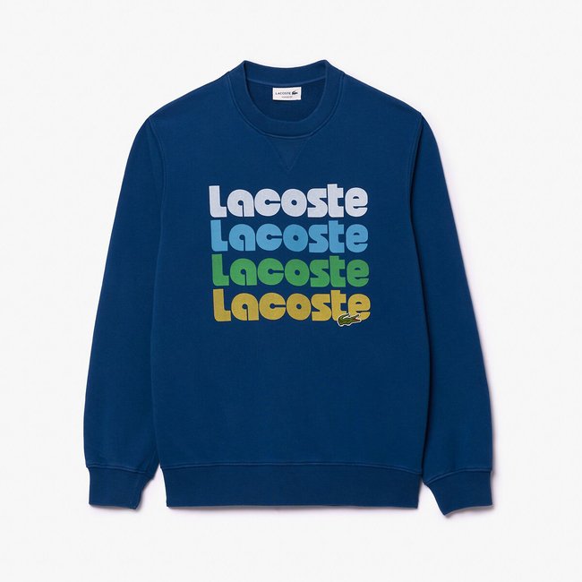 Sweater met ronde hals en logo, in molton - LACOSTE