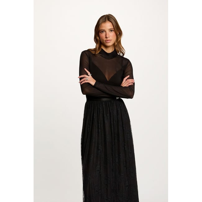 Camiseta de cuello alto y manga larga negro <span itemprop=