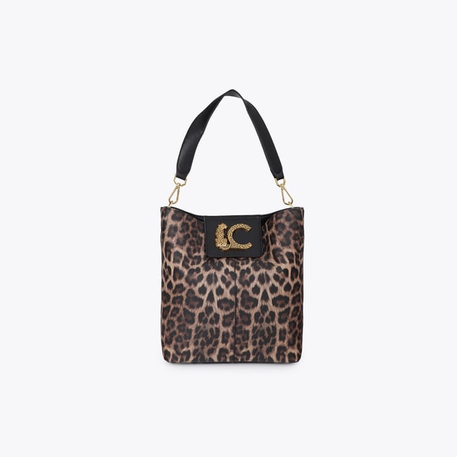 Sac à bandoulière imprimé léopard à logo métallique léopard <span itemprop=