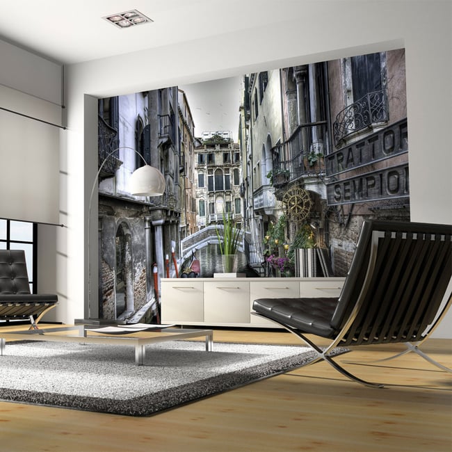 Papier peint intissé panoramique Ville et Architecture Un endroit romantique à Venise Couleur violet <span itemprop=