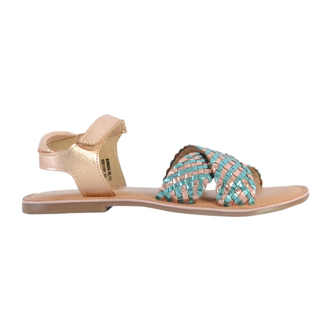 Sandale Plate Cuir Canibraid rose or turquoise <span itemprop=