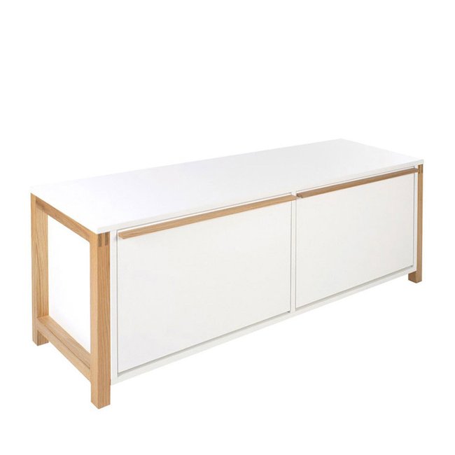 Banc d'entrée avec rangement chaussures 2 portes- NORTHGATE Couleur blanc <span itemprop=