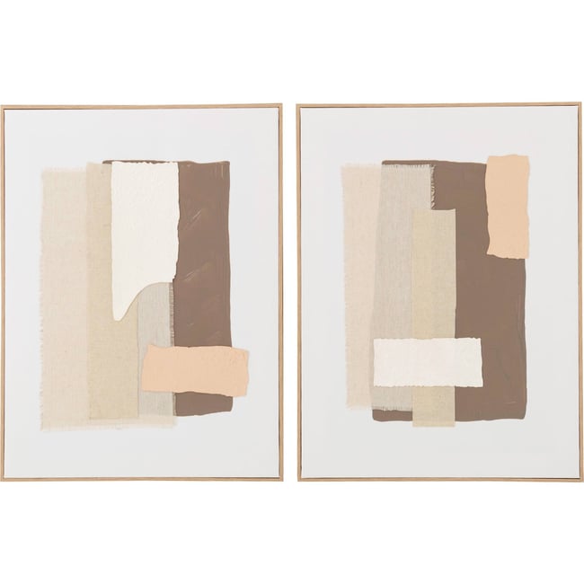 Tableau abstrait toile, Lot de 2 Couleur beige et marron foncé <span itemprop=