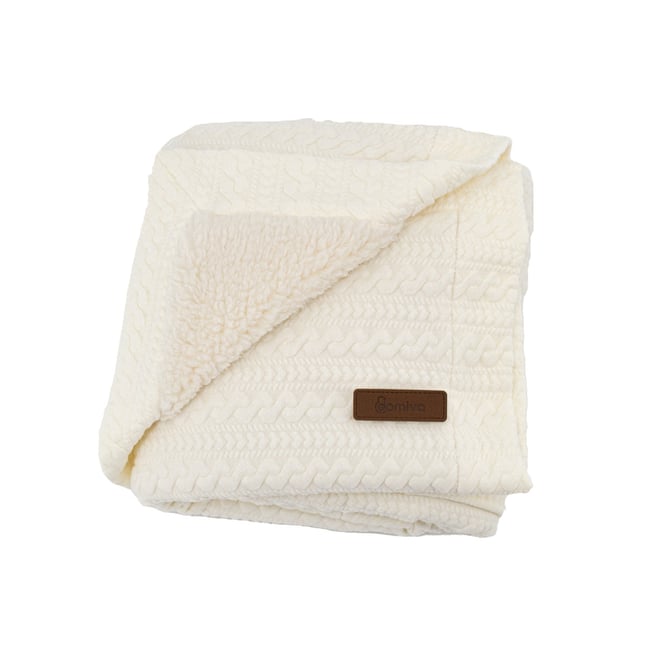 Couverture réversible pour enfant  - Effet maille crème <span itemprop=