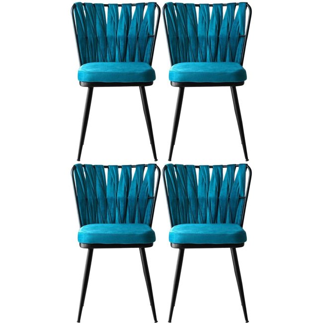 Chaise en velours et métal Kusakli (Lot de 4) Couleur noir <span itemprop=
