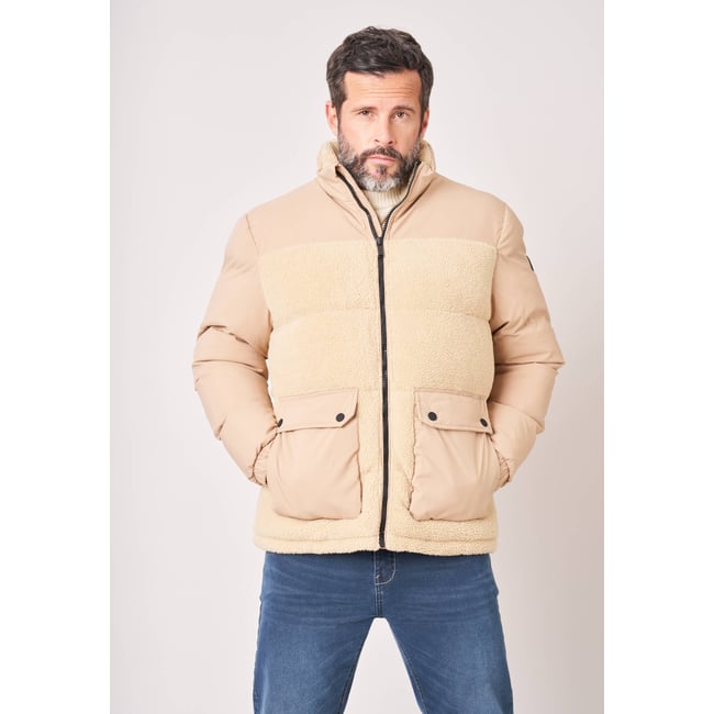 Doudoune regular homme bi-matière sherpa  CAMBRI beige <span itemprop=