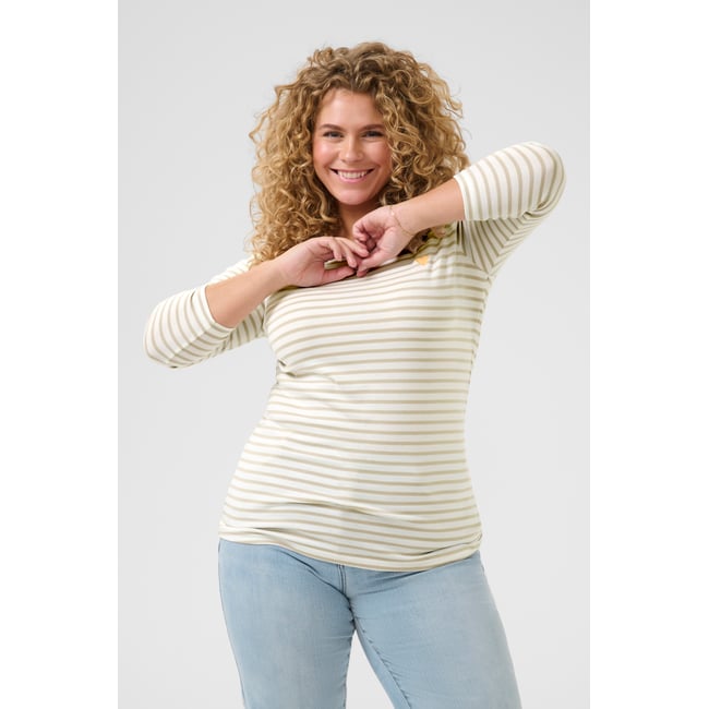 Long sleeved T-shirt blanc chalk/beige feather gray rayé <span itemprop=