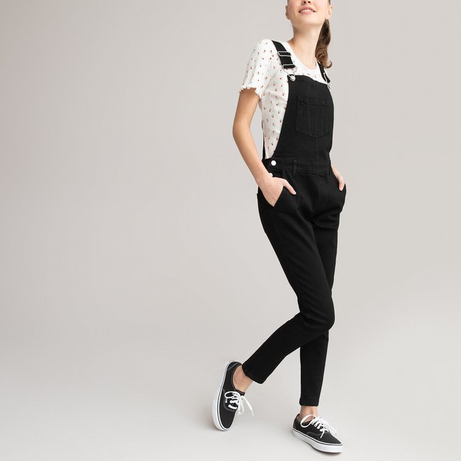 Denim slim fit dungarees 10 18 years black La Redoute Collections La Redoute