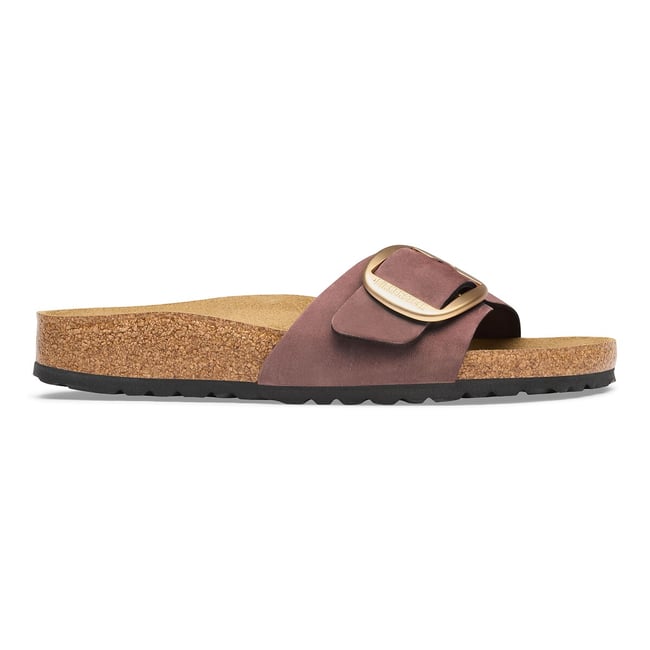 Mules de una correa Madrid Big Buckle burdeos <span itemprop=