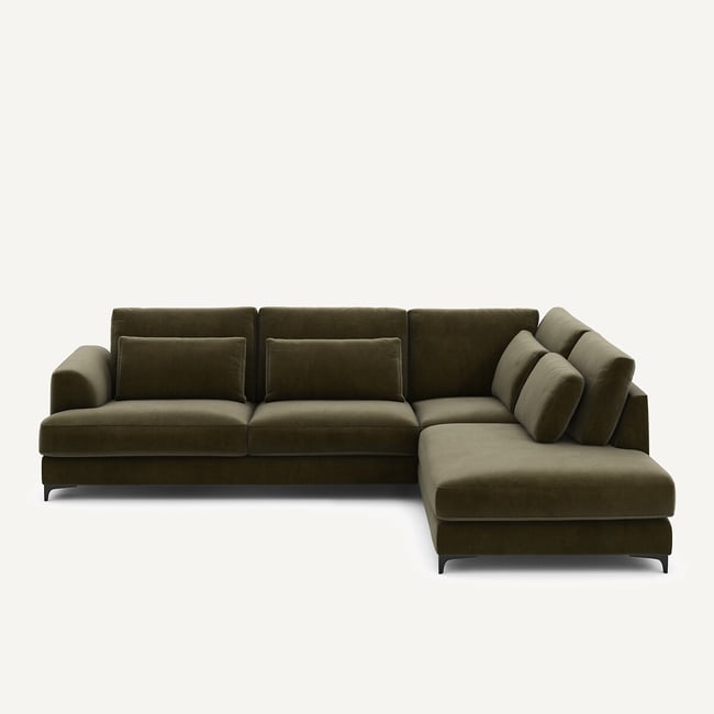 Divano letto angolare destro, velluto, Marsile - AM.PM