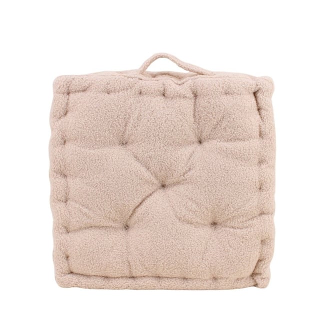 Coussin de sol tissu bouclette 40x40cm beige <span itemprop=