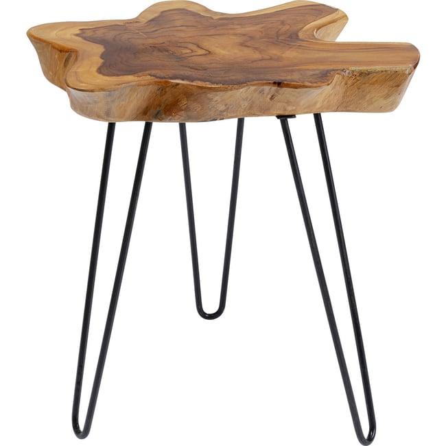 Table d'appoint en teck et acier, ASPEN Couleur bois <span itemprop=