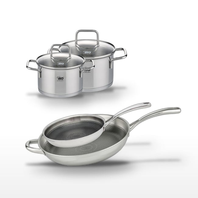 Batterie 1 poêle 28cm + 1 faitout 12cm RELIEF EVOLUTION inox <span itemprop=