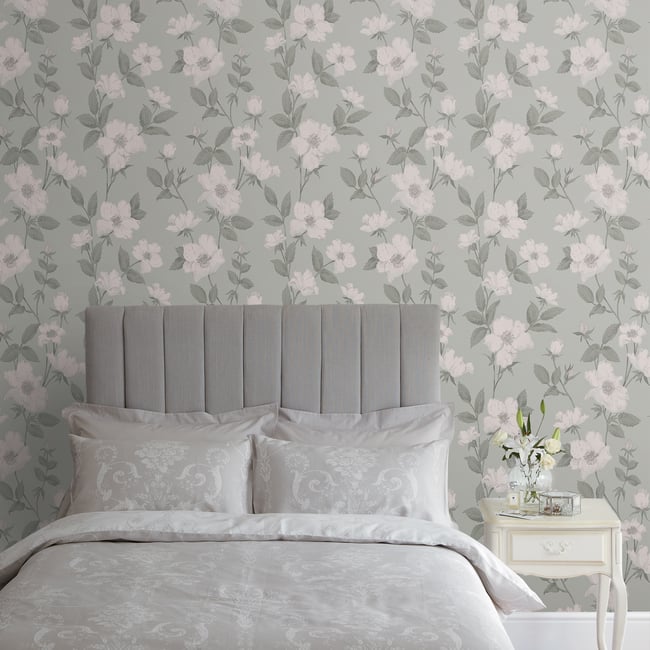 Papier peint Fleurir Smoke Green Couleur vert <span itemprop=